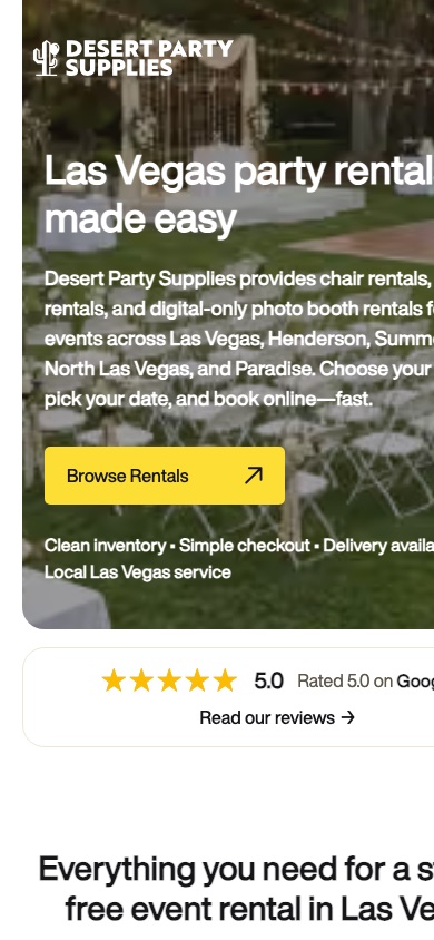 Desert Party Supplies mobile booking